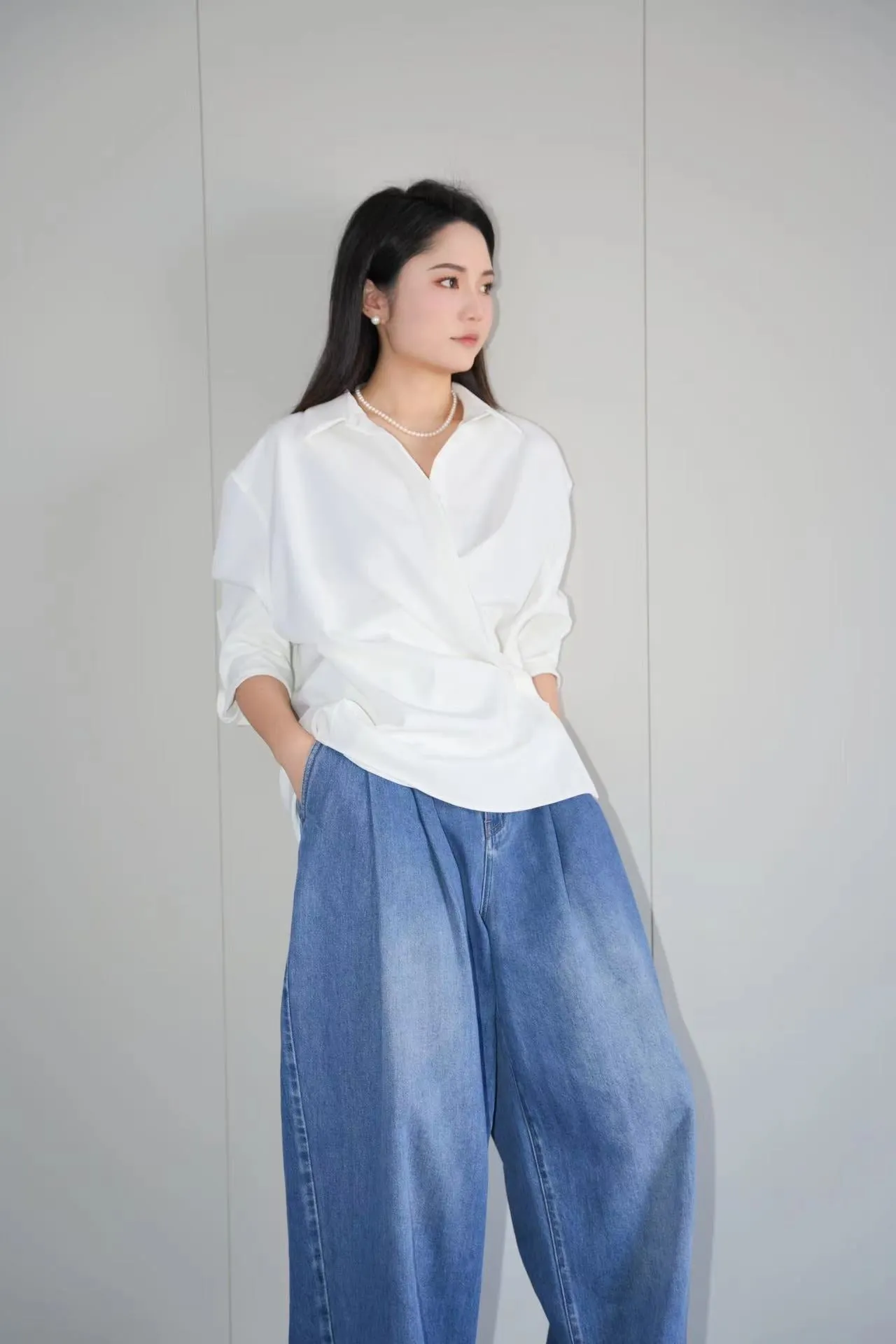 x ninido Everyday Draping Shirt - White