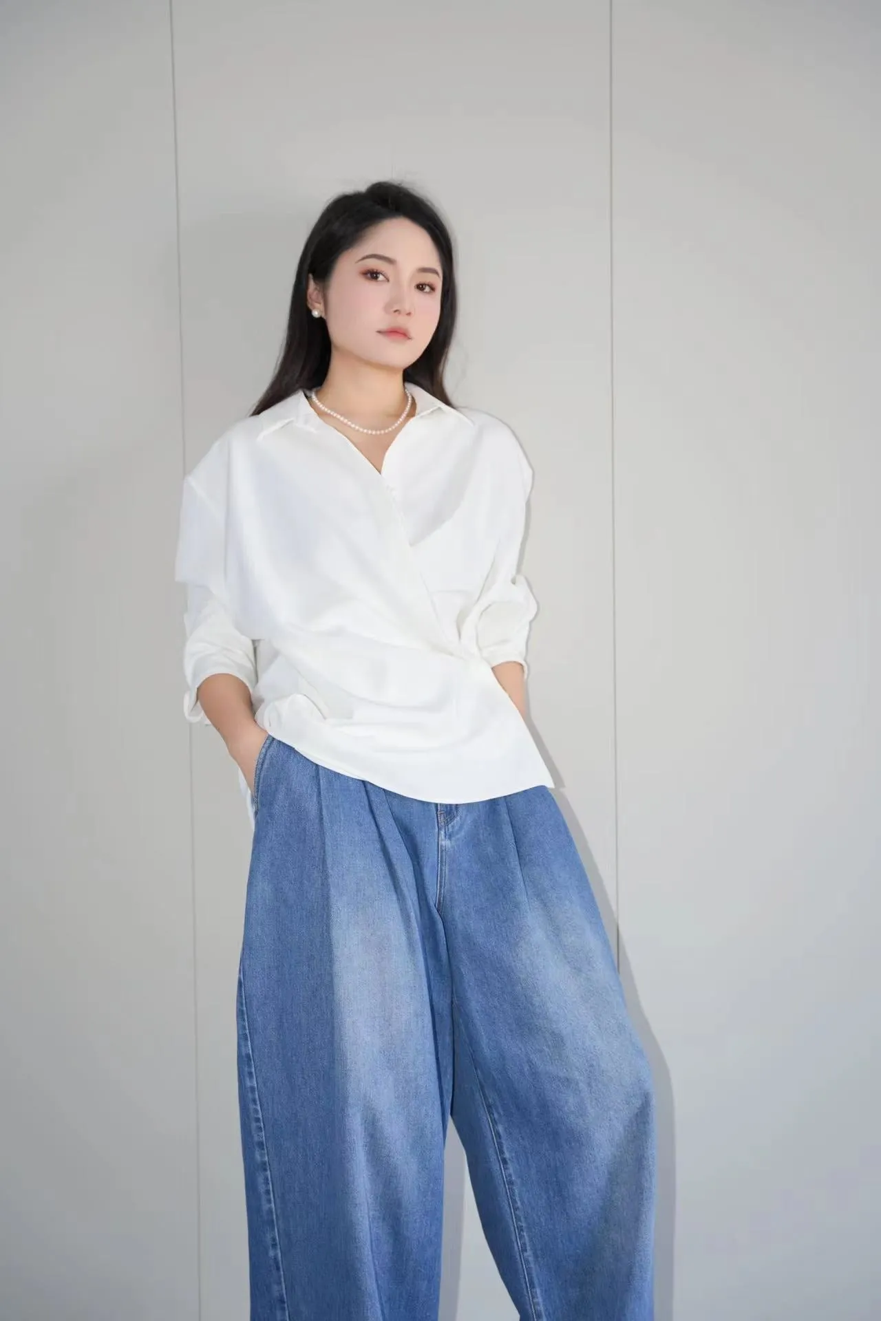 x ninido Everyday Draping Shirt - White